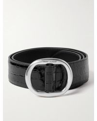 Saint Laurent - 4cm Croc-effect Patent-leather Belt - Lyst