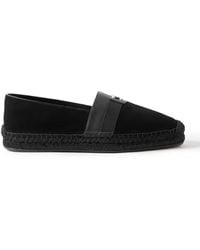Christian Louboutin - Alfarica Logo-Embellished Leather And Grosgrain-Trimmed Suede Espadrilles - Lyst
