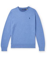 Polo Ralph Lauren - Slim-fit Logo-embroidered Honeycomb-knit Cotton Sweater - Lyst