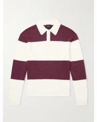 A.P.C. - Logo-Embroidered Striped Virgin Wool Polo Sweater - Lyst