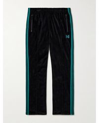 Needles - Webbing-trimmed Logo-embroidered Cotton-blend Velour Track Pants - Lyst