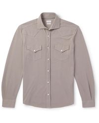 Brunello Cucinelli - Slim-Fit Cotton-Piqué Western Shirt - Lyst
