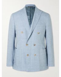Canali - Kei Unstructured Double-Breasted Linen And Wool-Blend Blazer - Lyst