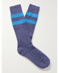 God's True Cashmere - Shadow Amethyst-Embellished Striped Ribbed Cashmere-Blend Socks - Lyst