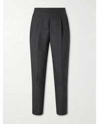 Officine Generale - Drew Tapered Pleated Wool Trousers - Lyst