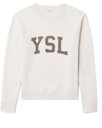 Saint Laurent - Logo-print Cotton-jersey Sweatshirt - Lyst