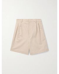 Bottega Veneta - Straight-Leg Pleated Linen And Cotton-Blend Twill Shorts - Lyst