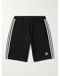 adidas Originals - Straight-leg Logo-embroidered Striped Cotton-jersey Drawstring Shorts - Lyst