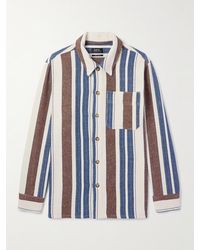 A.P.C. - Overshirt in misto cotone riciclato a righe Stefan - Lyst