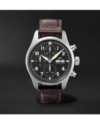 IWC Schaffhausen - Pilot's Spitfire Automatic Chronograph 41mm Stainless Steel And Leather Watch - Lyst