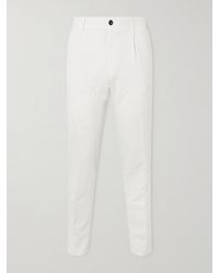 Slowear - Tapered Pleated Stretch-cotton And Linen-blend Gabardine Trousers - Lyst