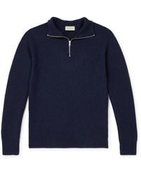 John Smedley - Ryker Ribbed Recycled-Cashmere And Wool-Blend Half-Zip Sweater - Lyst