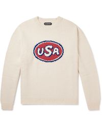 CHERRY LA - Logo-intarsia Organic Cotton Sweater - Lyst