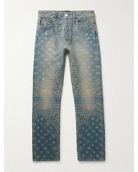 Amiri - Straight-leg Distressed Bandana-jacquard Jeans - Lyst