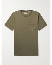 Richard James Silk-trimmed Slub Organic Cotton-jersey T-shirt - Green