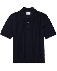 NN07 - Thor 6539 Pointelle-knit Wool-blend Polo Shirt - Lyst