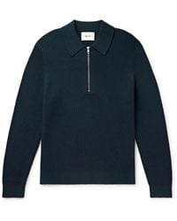NN07 - Hansie 6600 Slim-fit Ribbed Organic Cotton Half-zip Sweater - Lyst