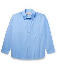 Marni - Logo-print Cotton-poplin Shirt - Lyst