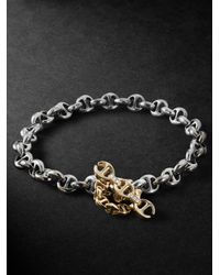 Hoorsenbuhs - Open-Link Armband aus Sterlingsilber mit Detail aus 18 Karat Gold und Diamanten - Lyst