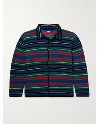 Bode - Riverbank Striped Crocheted Cotton Shirt - Lyst