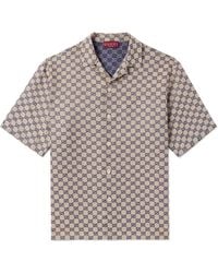 Gucci - Camp-collar Logo-jacquard Linen-blend Shirt - Lyst