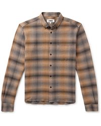 YMC - Dean Button-down Collar Checked Cotton-blend Seersucker Shirt - Lyst