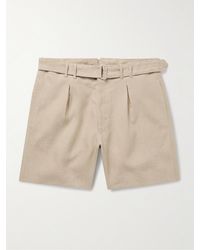 STÒFFA - Shorts a gamba larga in lino con pinces e cintura - Lyst