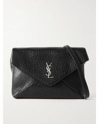 Saint Laurent - Cassandre Logo-Appliquéd Textured-Leather Pouch - Lyst