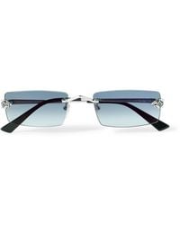 Cartier - Panthère De Cartier Square-frame Rimless Acetate And Silver-tone Sunglasses - Lyst