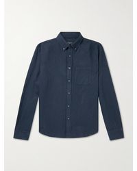 Club Monaco Button-down Collar Cotton-blend Shirt - Blue