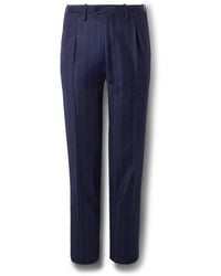 Kiton - Straight-Leg Pleated Pinstriped Virgin Wool And Cashmere-Blend Flannel Suit Trousers - Lyst