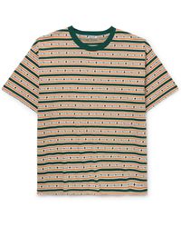 Bode - Scottie Striped Cotton-jacquard T-shirt - Lyst
