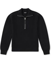 Tom Ford - Ribbed Merino Wool Half-Zip Sweater - Lyst