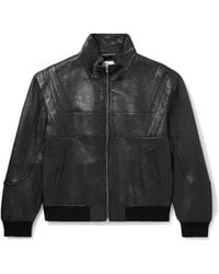 Saint Laurent - Teddy Panelled Full-grain Leather Blouson Jacket - Lyst