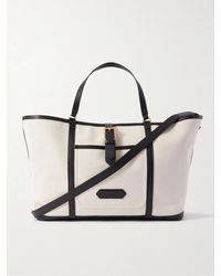 Tom Ford - Leather-trimmed Canvas Tote Bag - Lyst