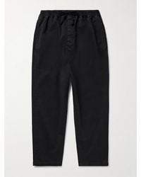 Nili Lotan - Walker Tapered Cropped Brushed Cotton-Blend Twill Drawstring Trousers - Lyst