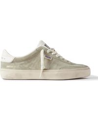 Golden Goose - Soul-star Distressed Leather-trimmed Suede Sneakers - Lyst