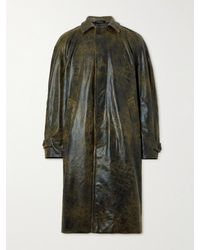 4SDESIGNS - Distressed Faux Leather Trench Coat - Lyst