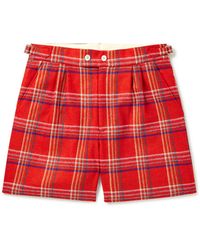 Bode - Gable Straight-Leg Pleated Checked Wool Shorts - Lyst