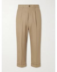 Ami Paris - Carrot Tapered Pleated Cotton-Gabardine Trousers - Lyst