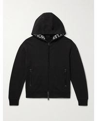 Moncler - Logo-embroidered Cotton-jersey Zip-up Hoodie - Lyst
