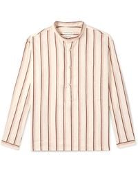 A Kind Of Guise - Pace Grandad-collar Striped Linen And Cotton-blend Shirt - Lyst