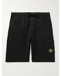 Stone Island - Gerade geschnittene Shorts aus Baumwoll-Jersey mit Kordelzugbund und Logodetail in Stückfärbung - Lyst