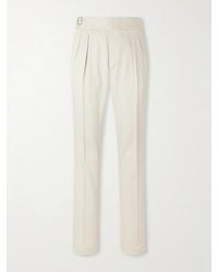 Ralph Lauren - Straight-Leg Pleated Silk-Gabardine Trousers - Lyst