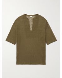 Saint Laurent - T-shirt in misto lino e seta - Lyst