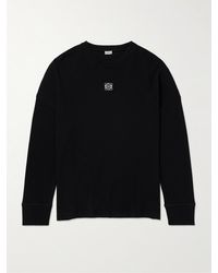 Loewe - Oversized Logo-embroidered Ribbed Cotton T-shirt - Lyst