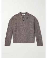 FRAME - Cable-Knit Wool And Cashmere-Blend Polo Sweater - Lyst
