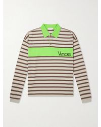 Versace - Polo Striped Cotton Jersey Polo Shirt - Lyst
