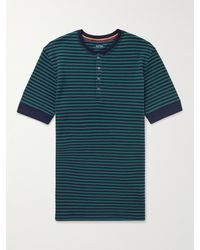 Paul Smith - Striped Cotton And Modal-blend Piqué Henley T-shirt - Lyst