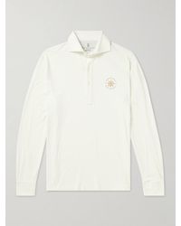 Brunello Cucinelli - Snowflake Oberteil aus einer Baumwoll-Seidenmischung mit Polokragen und Logoprint - Lyst